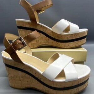 Michael Kors Chandler Cork Wedge Sandals White Size 9.5 – NIB